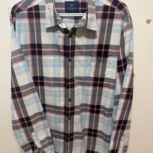 Flying Machine Men's Plaid Button-Down Shirt in Navy, Pink & Light Blue